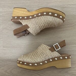 Kelsi Dagger Natural Woven Slingback Clogs